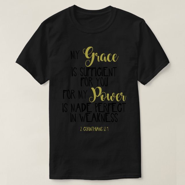 2 Corinthians 129 Bible Scripture Verse Handwritin T Shirt (Design framsida)