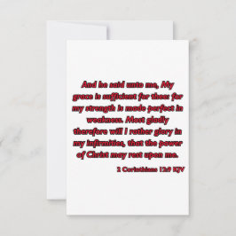 2 Corinthians 12:9 Bible Scripture KJV Hälsning Kort