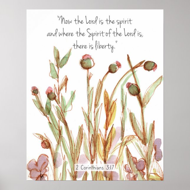2 Corinthians 3:17 Bible Scripture Wildflowers Poster (Framsidan)