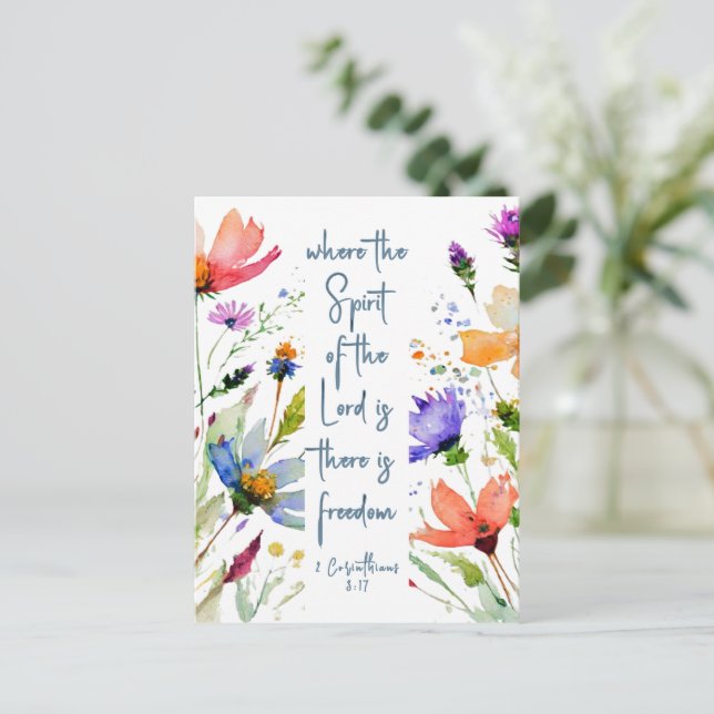 2 Corinthians 3:17 Freedom Bible Verse Vykort (Stående Fram)