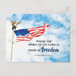 2 Corinthians 3:17 Herre USA flagga Vykort