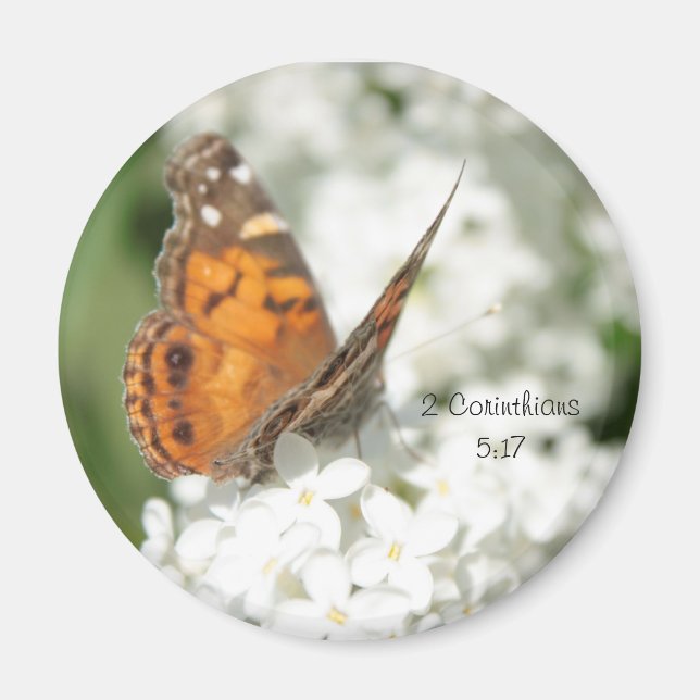 2 Corinthians 5:17 Butterfly Lilac Magnet (Framsidan)