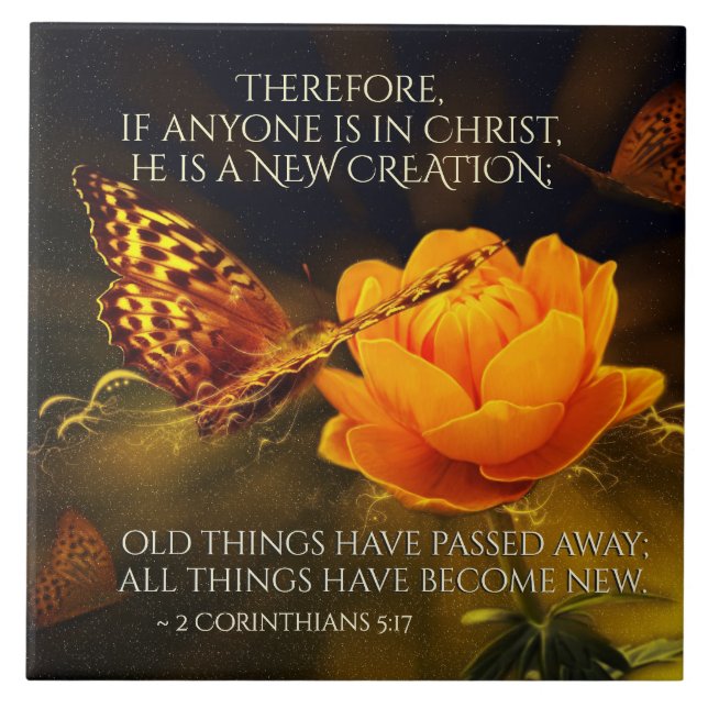 2 Corinthians 5:17 Om någon är i Kristus, Bible Kakelplatta (Framsidan)
