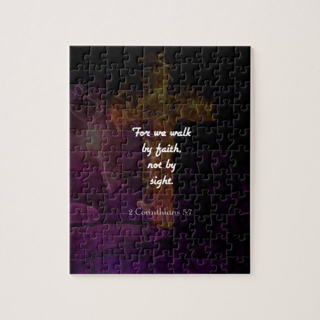 2 Corinthians 5:7 Bible Verse Quote Om Faith Pussel (Vertikal)