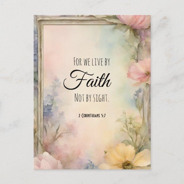 2 Corinthians 5:7 Christian Bible Verse Art Vykort (Framsida)