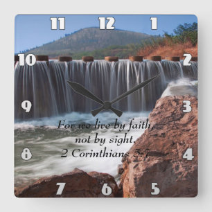 2 Corinthians 5:7 Stepping Stones Fyrkantig Klocka