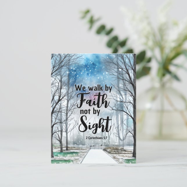 2 Corinthians 5:7 Walk by Faith Bible Flat Card (Stående Fram)