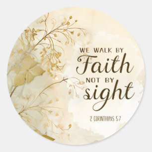 2 Corinthians 5:7 We Walk by Faith Bible Verse Runt Klistermärke
