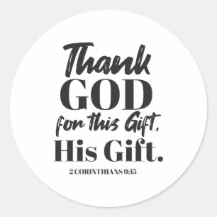 2 Corinthians 9:15 Bible verse Design II Runt Klistermärke