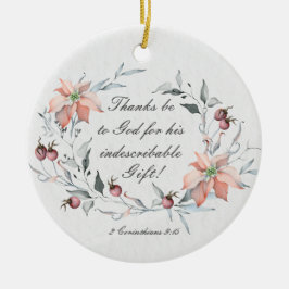 2 Corinthians 9:15 Tack för Gud, jul Julgransprydnad Keramik