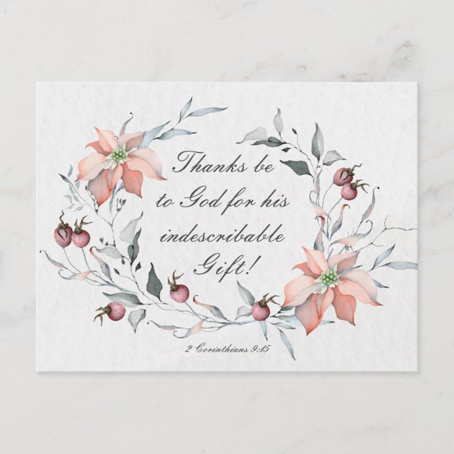 2 Corinthians 9:15 Tack för Guds jul Vykort (Framsida)