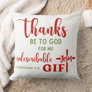 2 Corinthians 9:15 Tack vare Gud Scripture Kudde