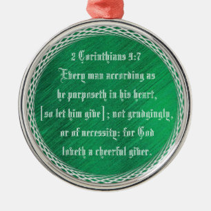 2 Corinthians 9:7 Julgransprydnad Metall