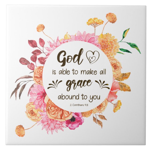 2 Corinthians 9:8 Gud kan göra nåd över. Kakelplatta (Framsidan)
