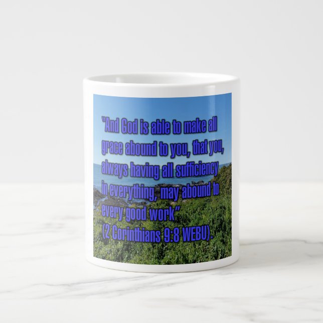 2 Corinthians 9:8 WEBU Mug Jumbo Mugg (Framsidan)