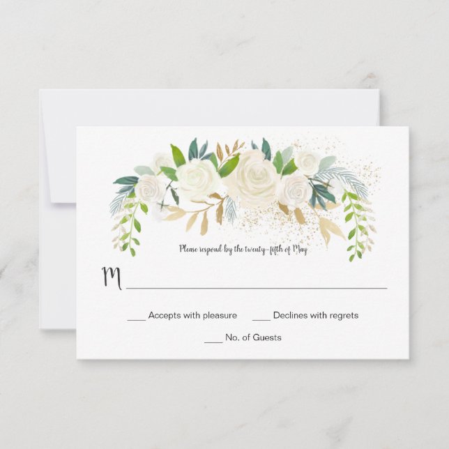 #2 Cream Vit ros Glitter Greenery OSA | Kort (Framsida)