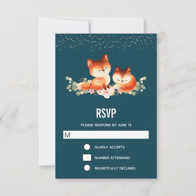 2 Cute Little Red Foxes OSA Kort (Framsida)