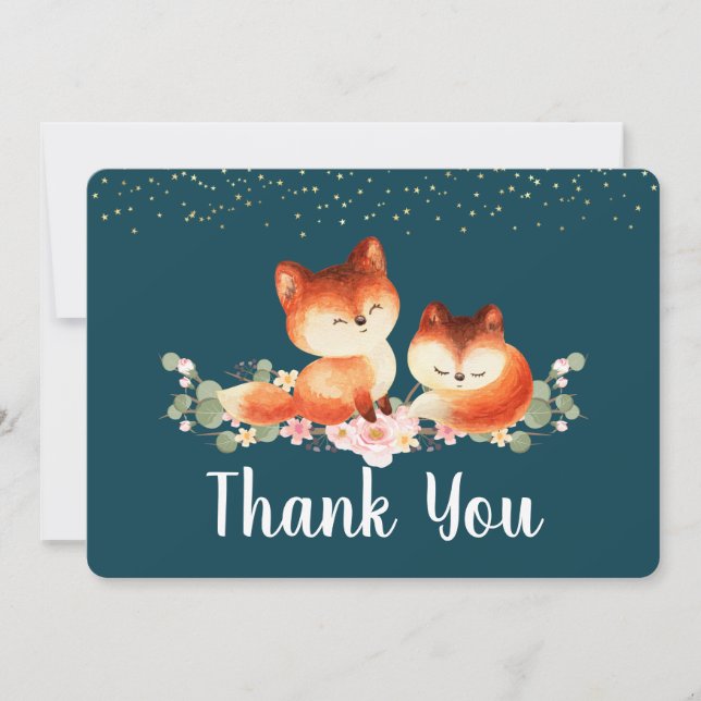 2 Cute Little Red Foxes Tack Kort (Framsida)