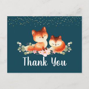 2 Cute Little Red Foxes Tack Vykort