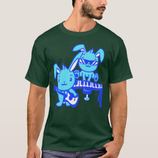 2 cute rabbits bunnys two cool friends team guitar t shirt