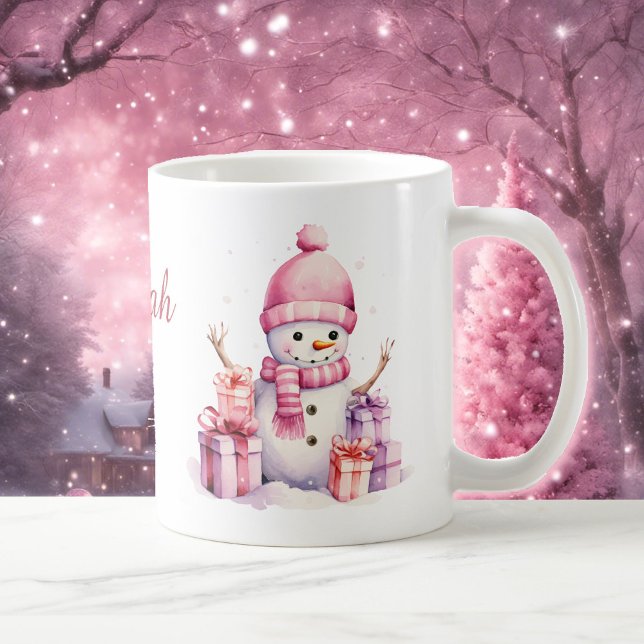 2 Cute Snögubbars Add Namn jul Gift Coffee Kopp (Skapare uppladdad)