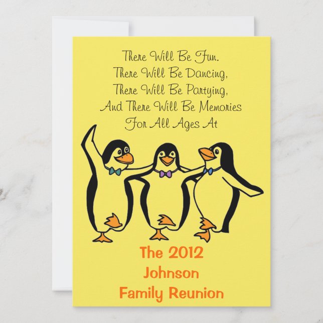 #2 Danguins Family Reunion Party Hotel Inf. Inbjudningar (Framsida)