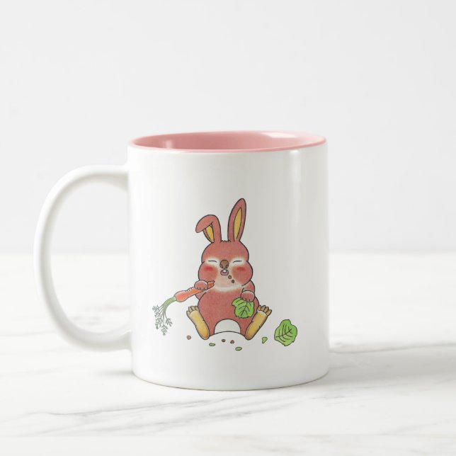 2 design Cute hungrig och sömnig baby bunny Mugg (Vänster)