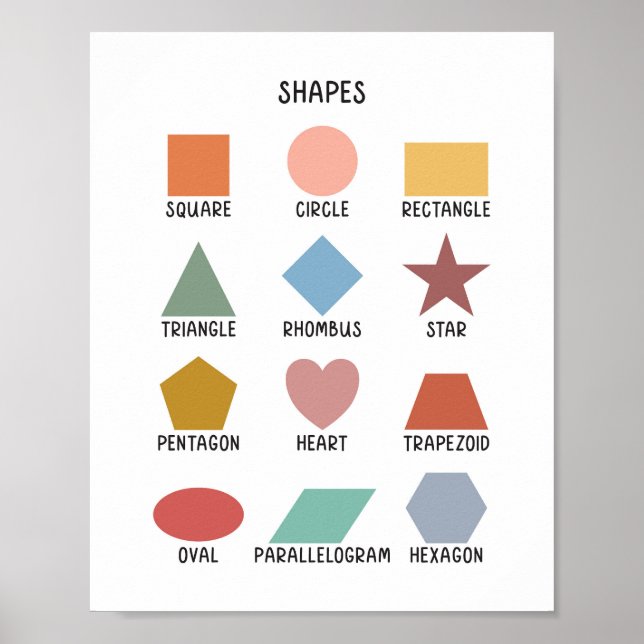 2 Dimension Former Färgglada Minimalistiska Utbild Poster (Framsidan)