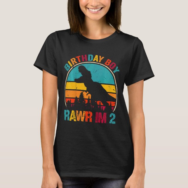2 Dinosaur Rex 2:a födelsedagspojken 2 år T Shirt (Framsida)