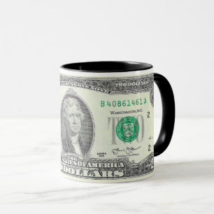 2 DOLLAR RÄKNING & A DIME-F MUGG