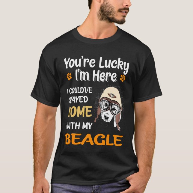 2 Du är lycklig - Hemma med min beagle T Shirt (Framsida)
