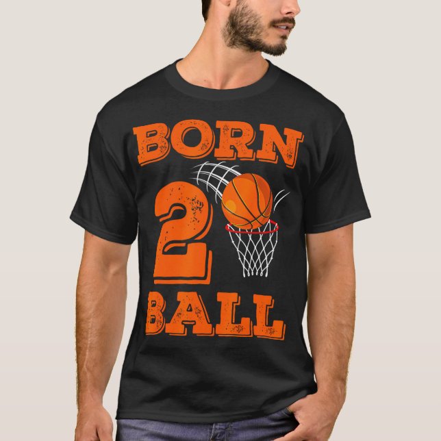 2:e födelsedag Shirt Boy Born 2 Boll Basketball Sp T (Framsida)