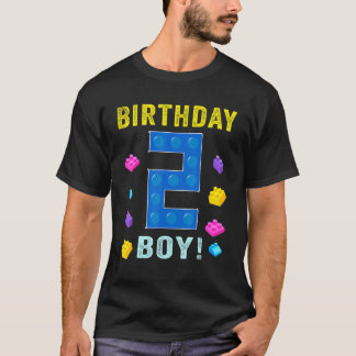 2:e födelsedag två 2 års gamla block Byggnad Boys T Shirt