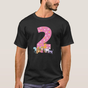 2:e födelsedag Unicorn Nalle Hearts Pony T Shirt