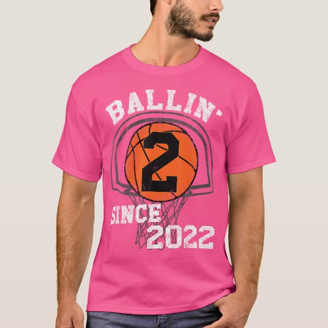 2:e födelsedagsdagen Basketball Theme Dekoration B T Shirt (Framsida)