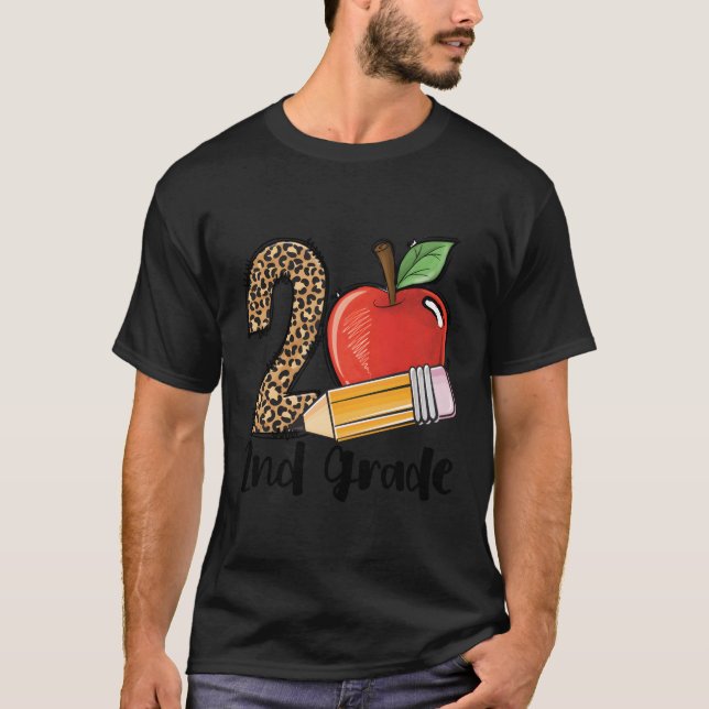 2:e Klass Leopard Skriv ut Back to school lärarsta T Shirt (Framsida)