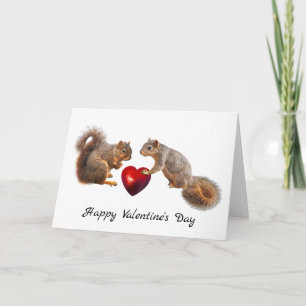 2 ekorrar med Red Heart Valentines dagskort Helgkort