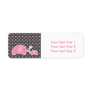 2 elefanter baby shower rosa moderna adressetikett returadress etikett