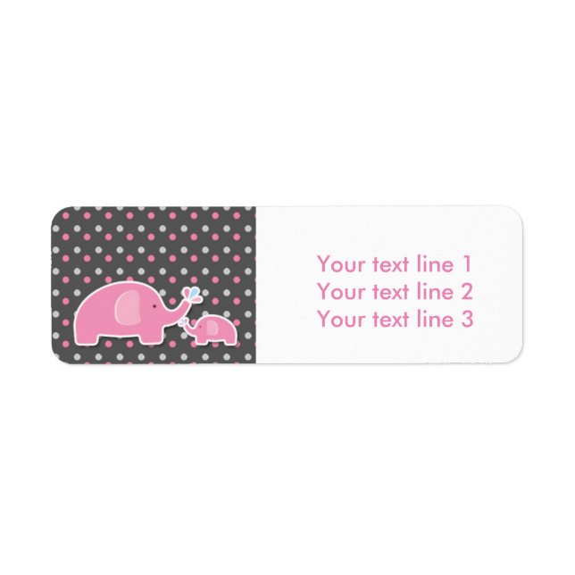 2 Elefants Baby Shower Rosa Modern Adressetiketter Returadress Etikett (Framsidan)