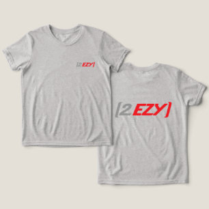 2 EZY-ungar röd och grått-logotyp på en lätt t-shi T-shirt