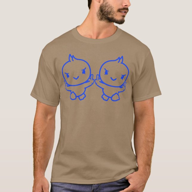 2 Fåglar visar dålig långfinger onda pojkar spring T Shirt (Framsida)