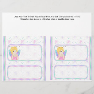 2 Fairy Birthday Anpassningsbar Candy Pub Wrappers Reklamblad