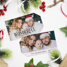 2 familjefoto Mest underbara jul Presentetikett