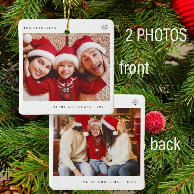 2 familjefotografier - minimal jul-roligt julgransprydnad keramik (Skapare uppladdad)
