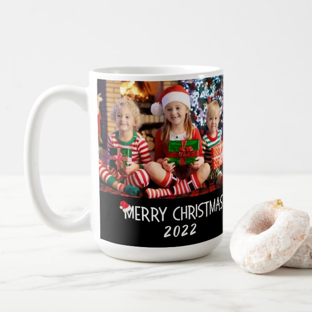 2 Family Photos God jul Santa Hat Kaffemugg (Med munk)