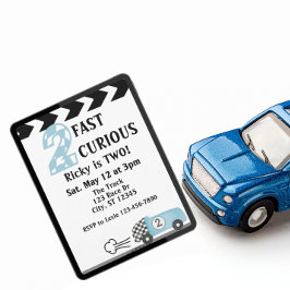 2 Fast 2 Curious, Race Car 2nd Birthday Inbjudningar