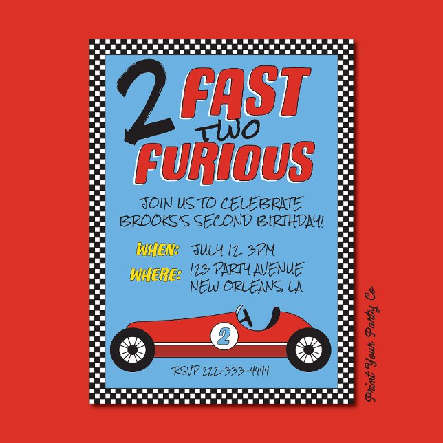 2 Fast 2 Furious Birthday-inbjudan Inbjudningar (Skapare uppladdad)