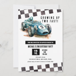 2 Fast Tävling-bil 2:a födelsedag Party Inbjudningar