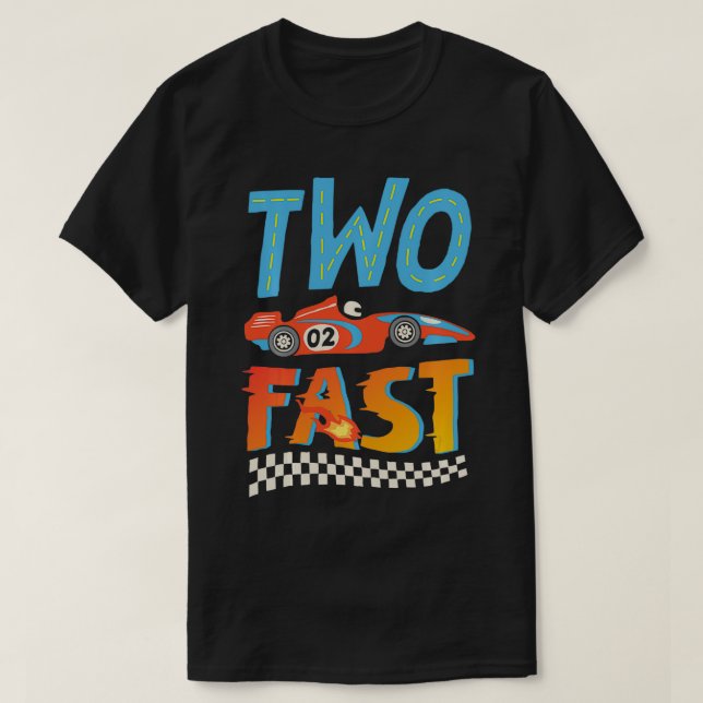 2 Fast Tävling två år gammal födelsedagspojke Tävl T Shirt (Design framsida)