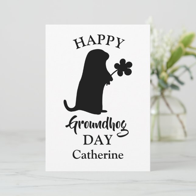 2 februari | Lycklig Groundhog Day Personlig Namn Julkort (Stående Fram)